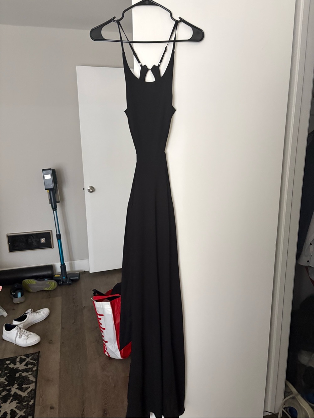 Classic Black Maxi Dress with Strappy Back